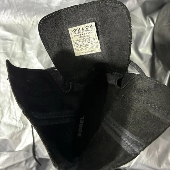 Sorel Joan Of Arctic Wedge II Black Leather Lace Up Boot Women's Size 10 - Picture 9 of 9
